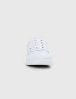 Baskets blanches bi-matières Homme