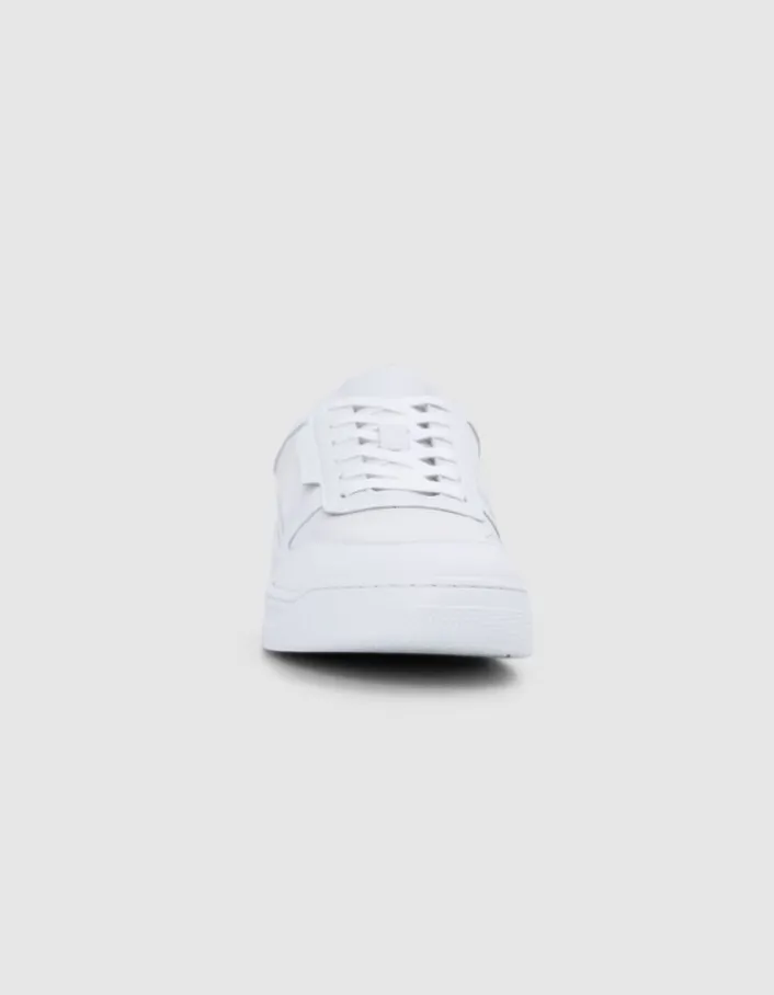 Baskets blanches bi-matières Homme