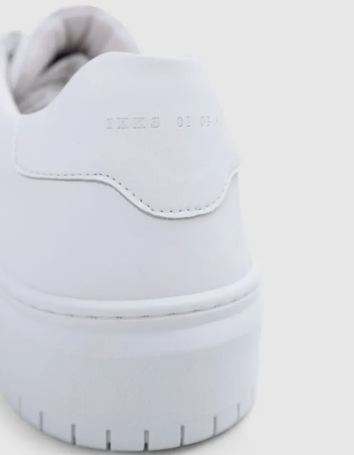 Baskets blanches bi-matières Homme