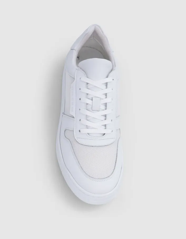 Baskets blanches bi-matières Homme