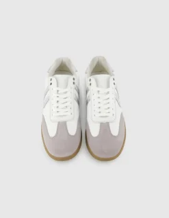 Baskets blanches mix cuirs Femme