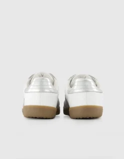 Baskets blanches mix cuirs Femme