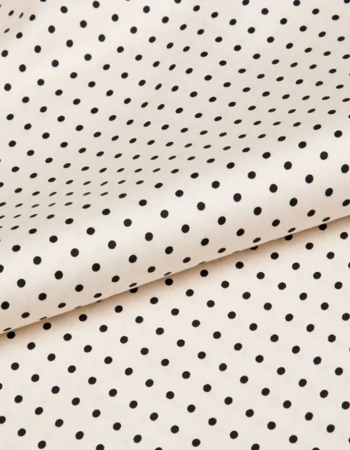 Blouse écrue satinée motif pois col lavallière Femme