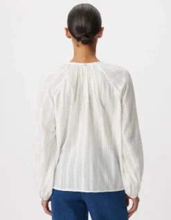 Blouse fluide blanche détails volants dentelle Femme