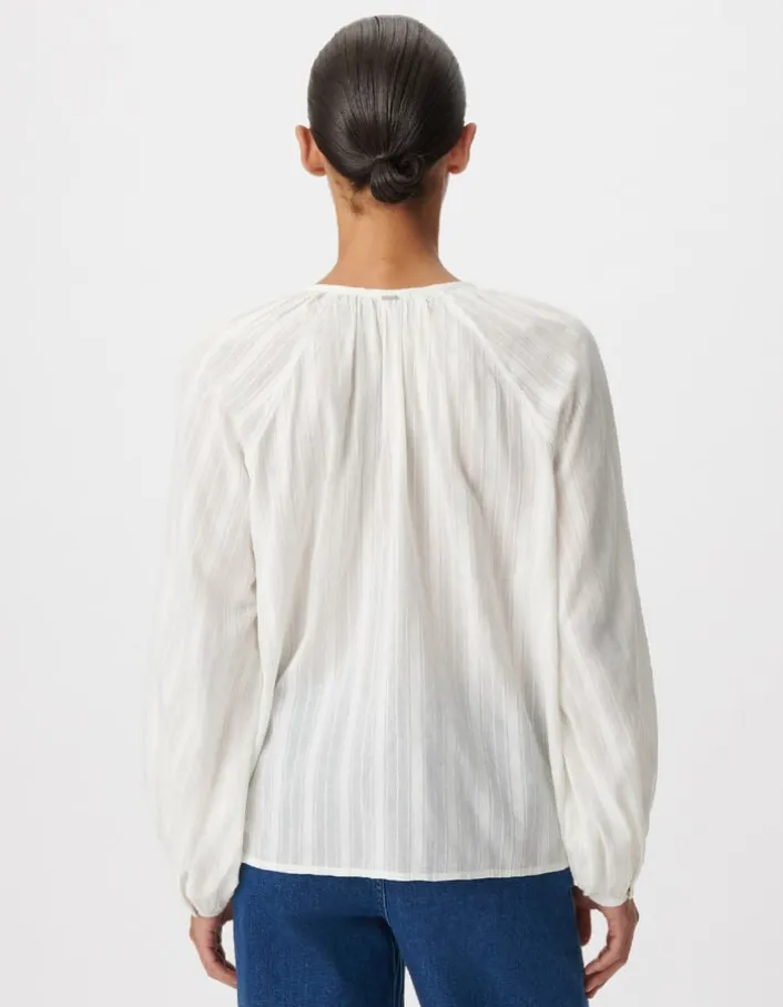 Blouse fluide blanche détails volants dentelle Femme