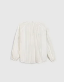 Blouse fluide blanche détails volants dentelle Femme