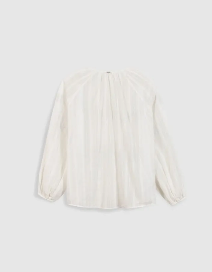 Blouse fluide blanche détails volants dentelle Femme