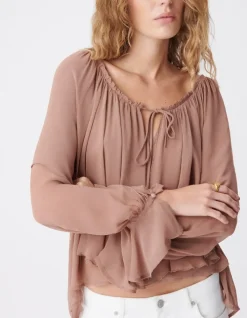 Blouse fluide blush large volant Femme