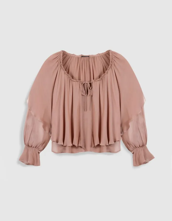Blouse fluide blush large volant Femme