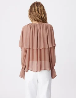 Blouse fluide blush large volant Femme