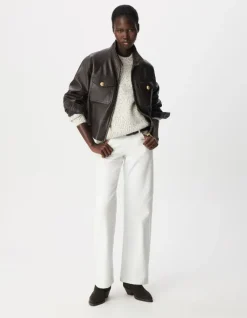 Blouson aviateur marron cuir Femme