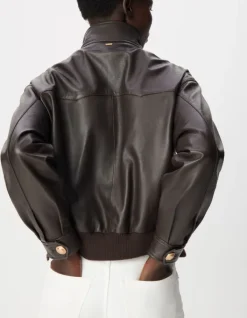 Blouson aviateur marron cuir Femme