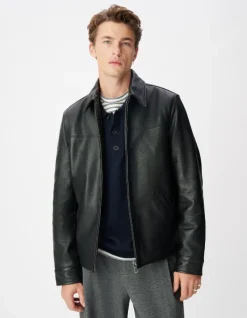 Blouson cuir noir Homme