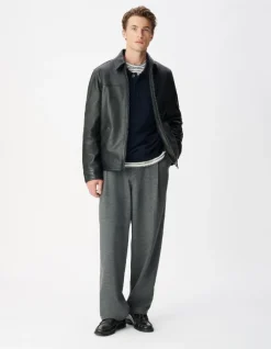 Blouson cuir noir Homme