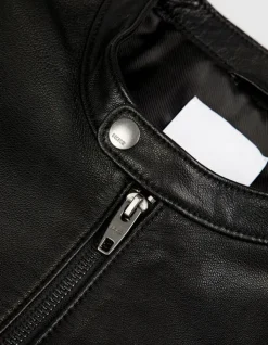 Blouson cuir noir zippé Homme