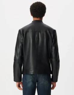 Blouson cuir noir zippé Homme