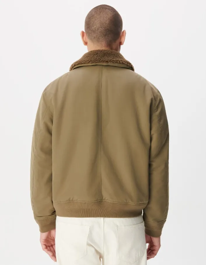Blouson kaki col fourré amovible Homme
