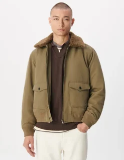 Blouson kaki col fourré amovible Homme