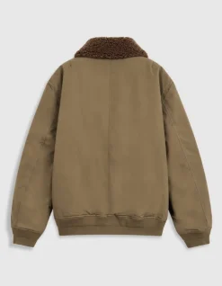 Blouson kaki col fourré amovible Homme