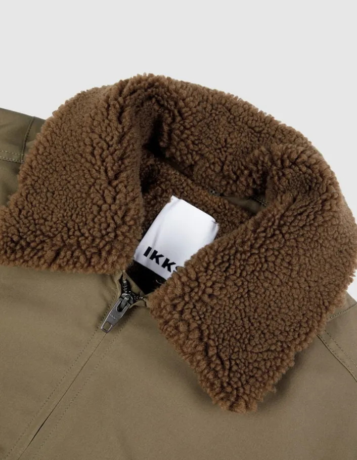 Blouson kaki col fourré amovible Homme