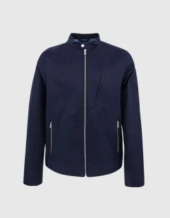Blouson marine à col pressionné Homme