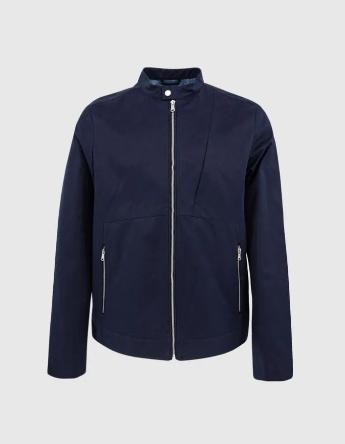 Blouson marine à col pressionné Homme