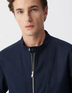 Blouson marine à col pressionné Homme
