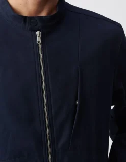Blouson marine à col pressionné Homme