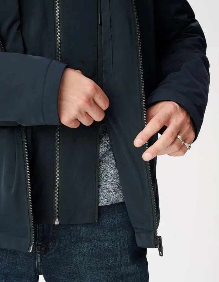 Blouson marine parementure et capuche amovibles Homme