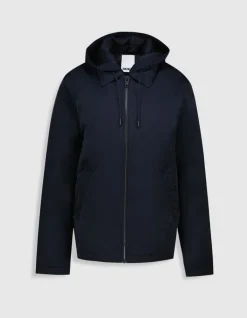 Blouson marine parementure et capuche amovibles Homme