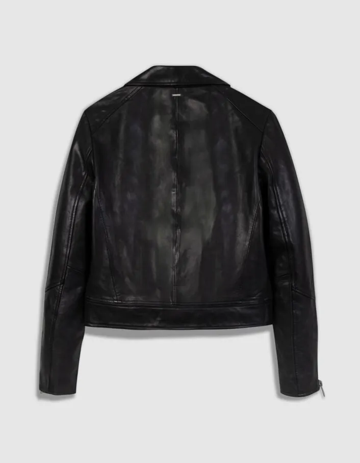 Blouson noir cuir esprit motard Femme