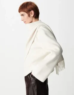 Cape écharpe blanche lainage Femme