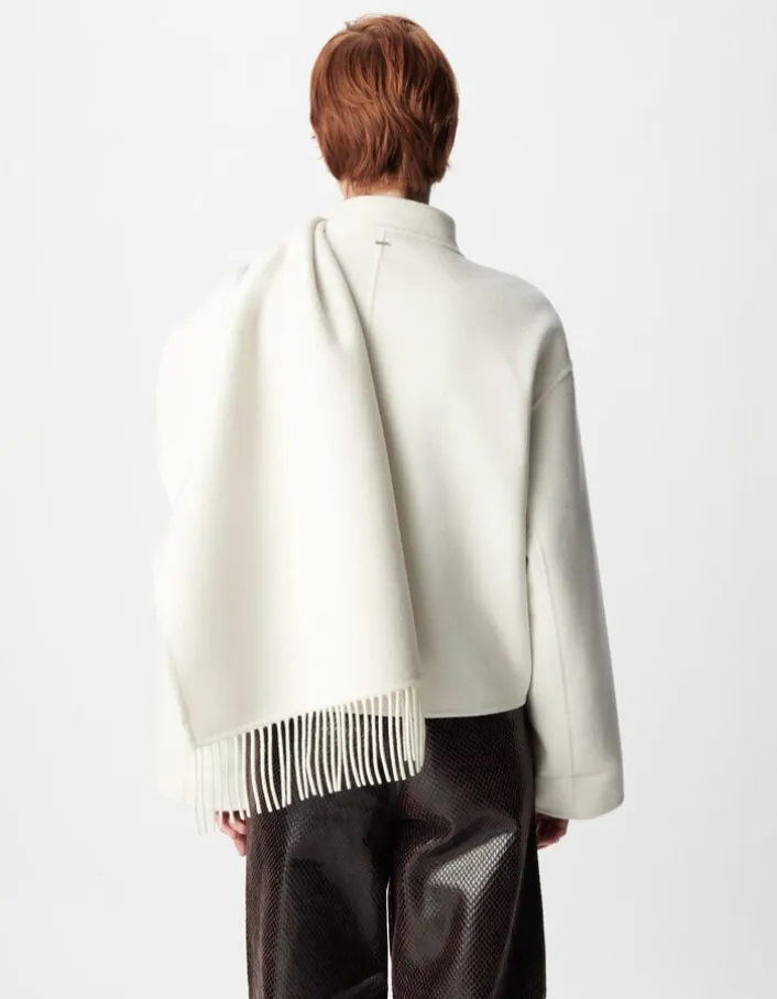 Cape écharpe blanche lainage Femme