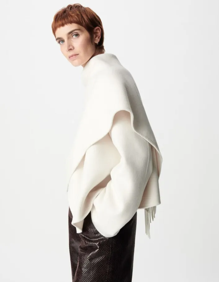 Cape écharpe blanche lainage Femme