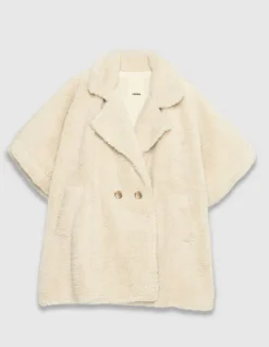 Cape écrue col tailleur Femme