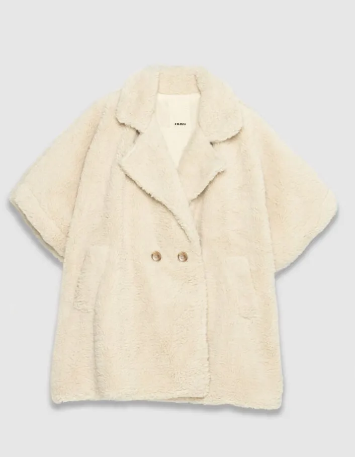 Cape écrue col tailleur Femme