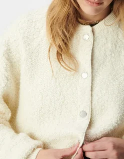 Cardigan blanc maille bouclette Femme