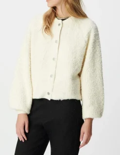 Cardigan blanc maille bouclette Femme