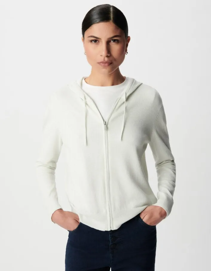 Cardigan blanc tricot pailleté motif chevrons ajouré dos Femme