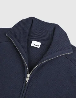 Cardigan col camionneur marine tricot zippé Homme