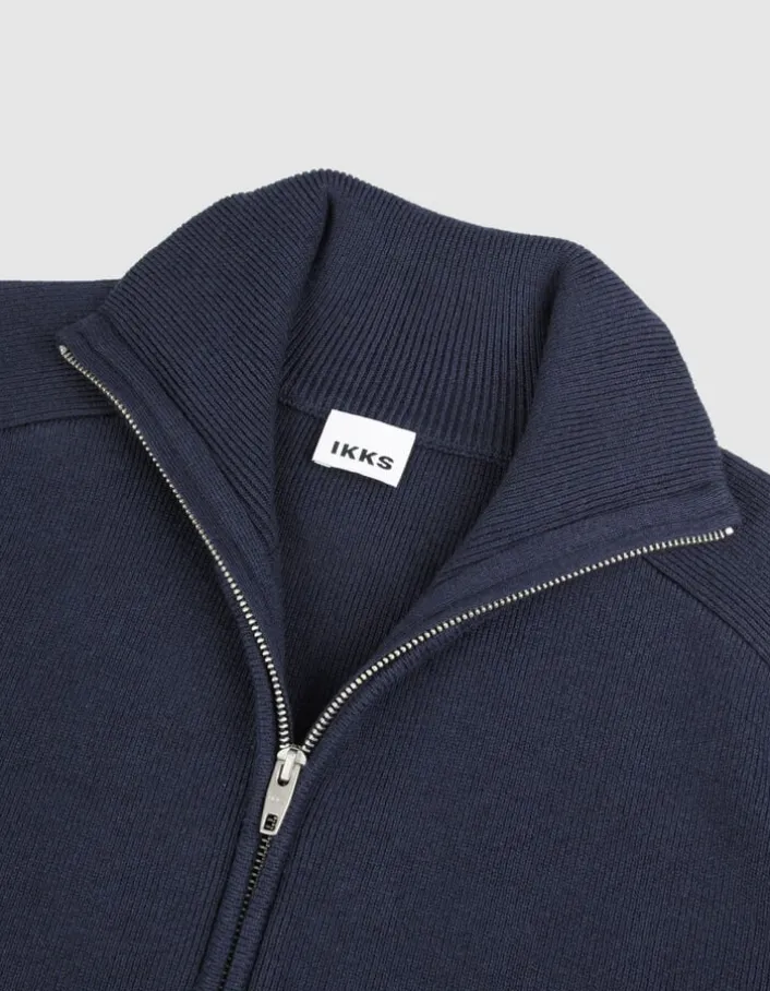 Cardigan col camionneur marine tricot zippé Homme