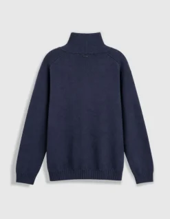 Cardigan col camionneur marine tricot zippé Homme