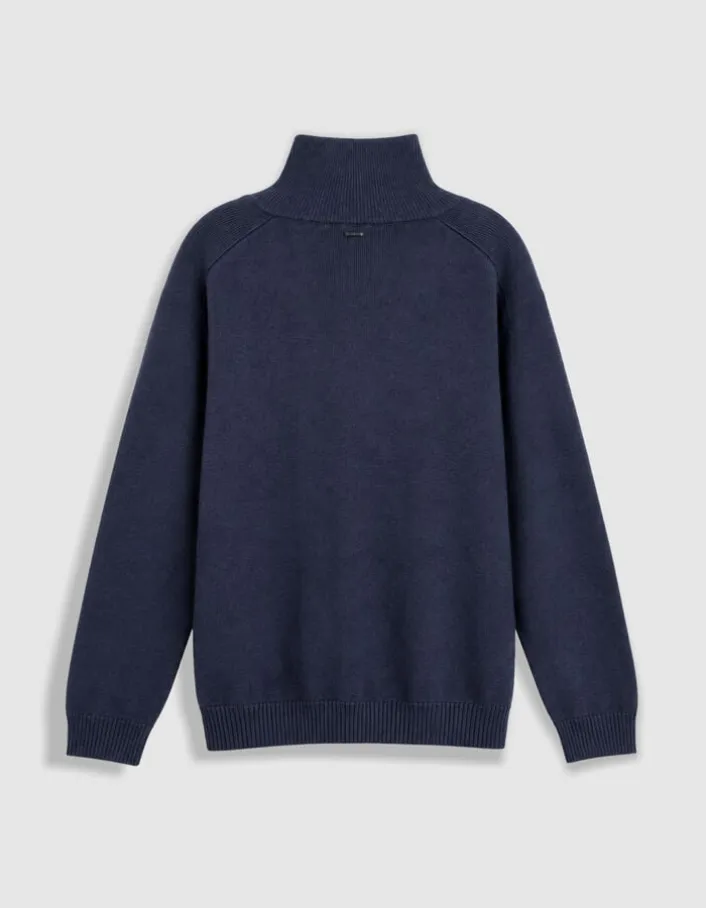 Cardigan col camionneur marine tricot zippé Homme