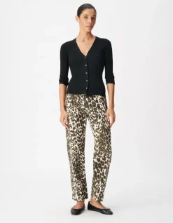 Cardigan col V noir tricot côtelé boutonné Femme