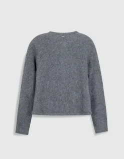 Cardigan gris tricot mousseux 100% laine Femme