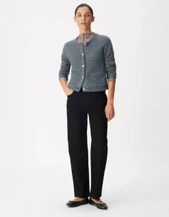 Cardigan gris tricot mousseux 100% laine Femme