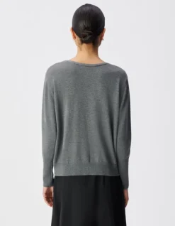Cardigan gris tricot réversible devant/dos Femme