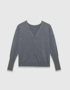 Cardigan gris tricot réversible devant/dos Femme