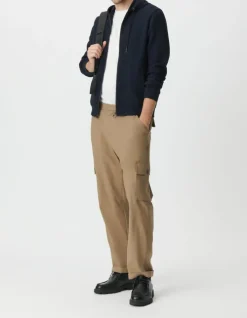 Cardigan marine coton bio maille Ottoman à capuche Homme