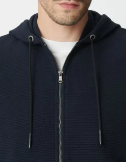Cardigan marine coton bio maille Ottoman à capuche Homme